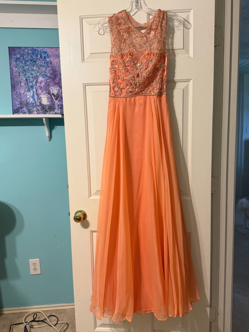 Sleeveless Beaded Pink Prom Dress
